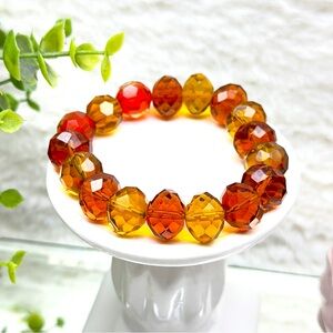 Stretch Amber Faceted Bracelet (unisex)